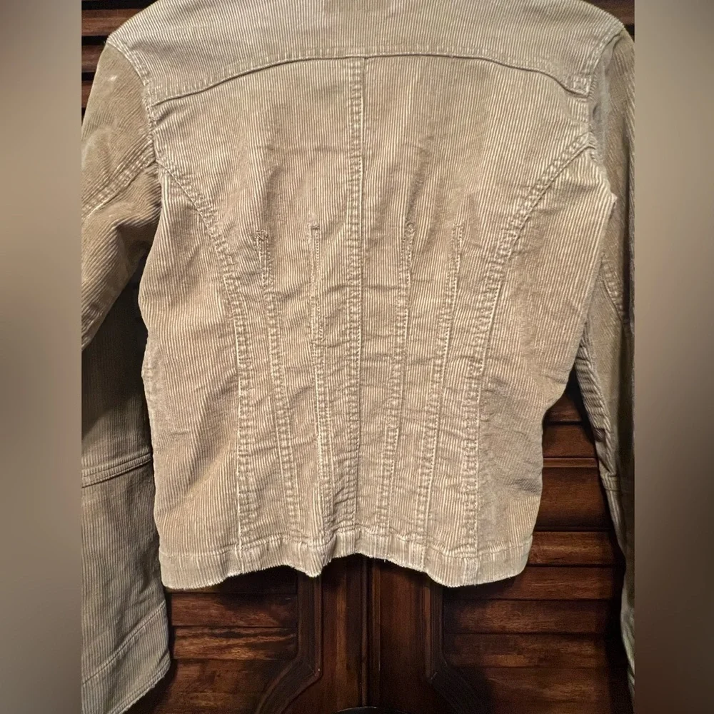 Tulle‎ Anthropologie Vintage Y2K Tan Corduroy Cropped Fitted Jacket Women Sz M